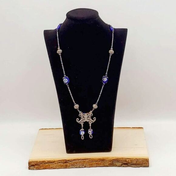 Steampunk Octopus and Eyes Statement Necklace - Picture 1 of 5